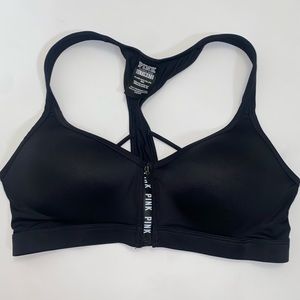 Pink ultimate sports bra zip front